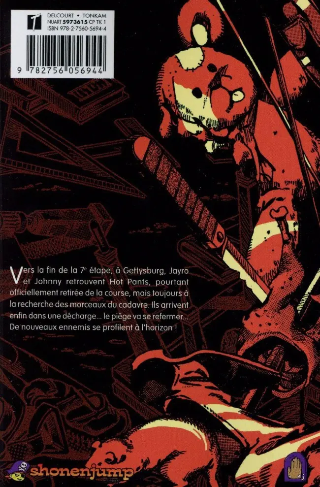 Verso de l'album Jojo's Bizarre Adventure : Steel Ball Run Vol. 15 (Le rêve de Gettysburg)