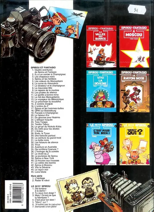 Verso de l'album Spirou et Fantasio Tome 32 Les faiseurs de silence