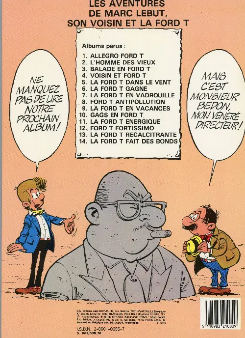 Verso de l'album Marc Lebut et son voisin Tome 13 La Ford T récalcitrante