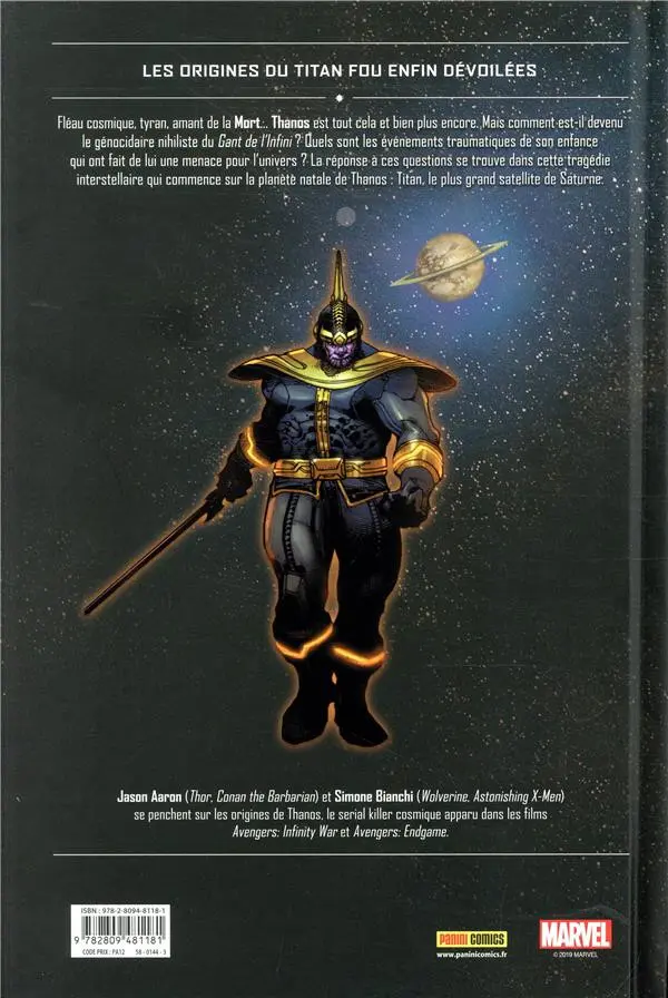 Verso de l'album Thanos : L'ascension