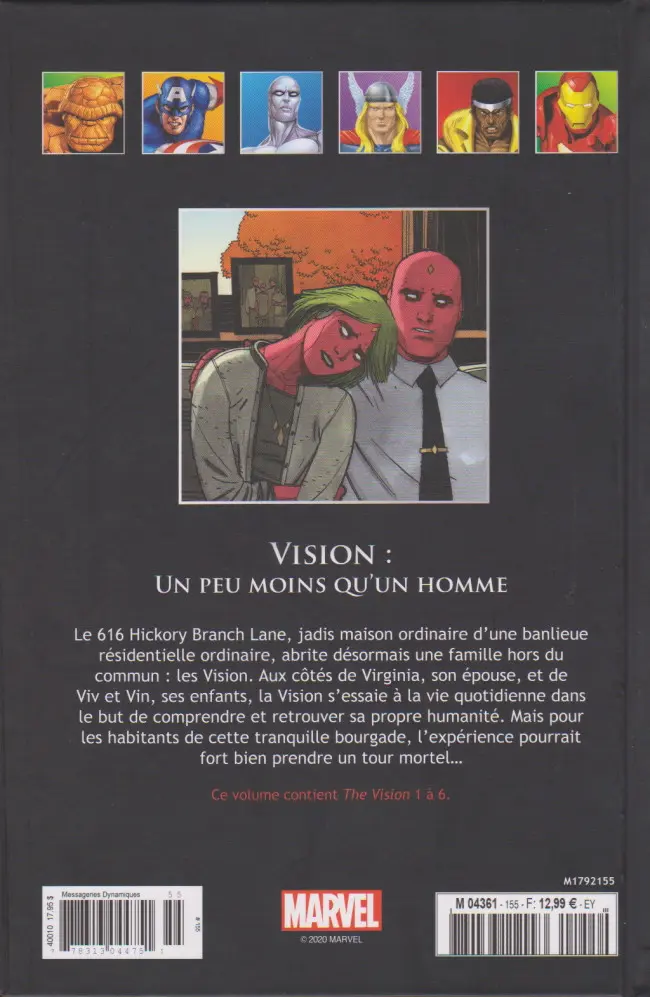 Verso de l'album Marvel Comics - La collection de référence Tome 155 Vision : un peu moins qu'un homme