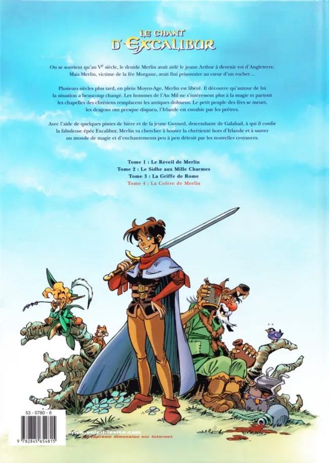 Verso de l'album Le Chant d'Excalibur Tome 4 La colère de Merlin