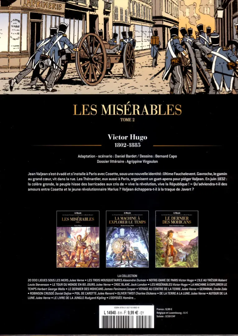Verso de l'album Les Grands Classiques de la littérature en bande dessinée Tome 9 Les Misérables - 2