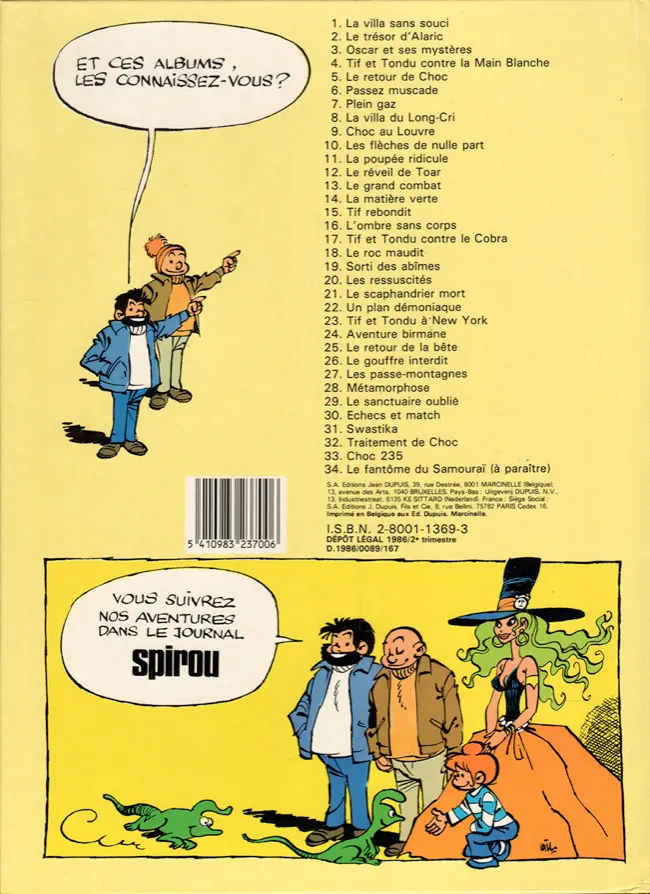 Verso de l'album Tif et Tondu Tome 27 Les passe-montagnes
