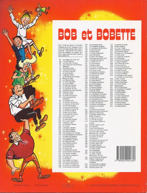 Verso de l'album Bob et Bobette Tome 129 La princesse enchantée