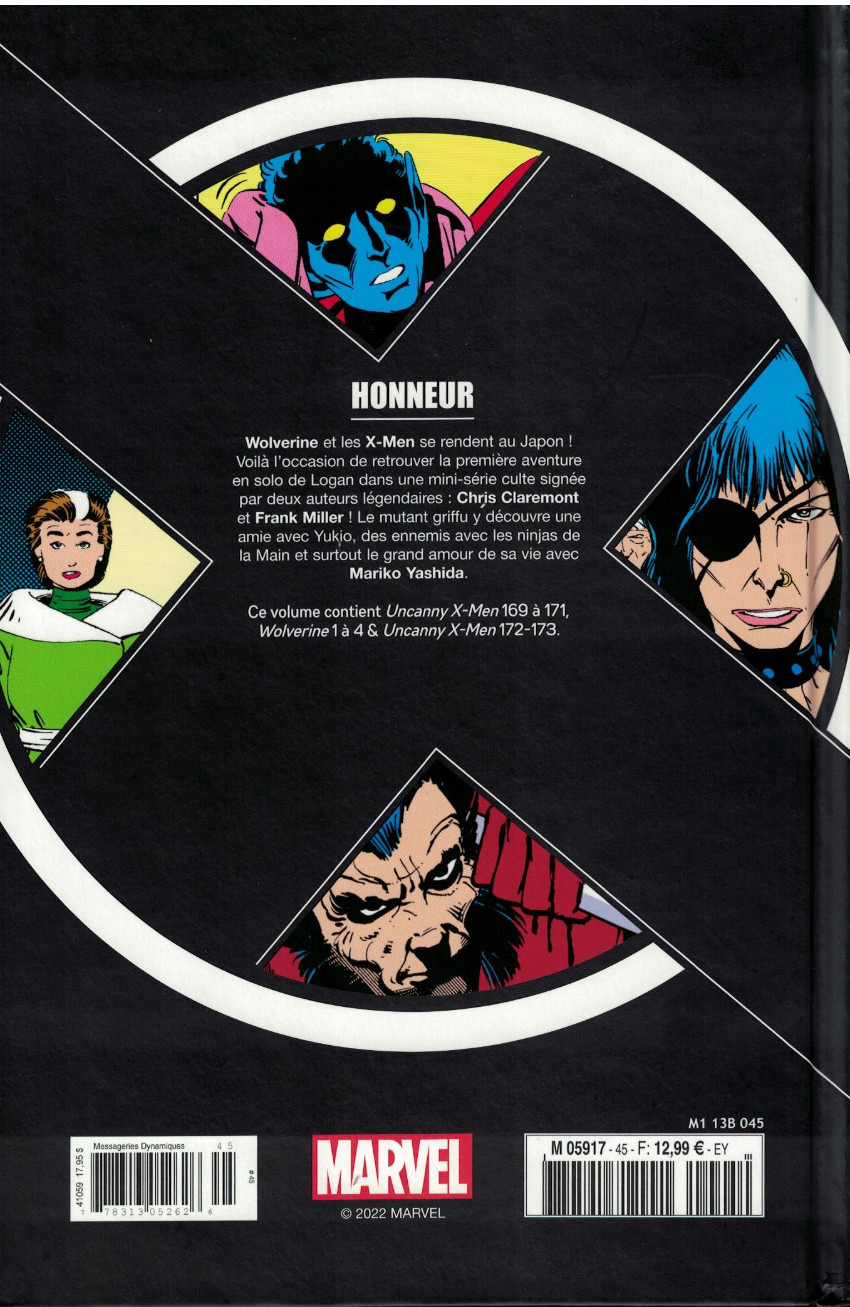 Verso de l'album X-Men - La Collection Mutante Tome 45 Honneur