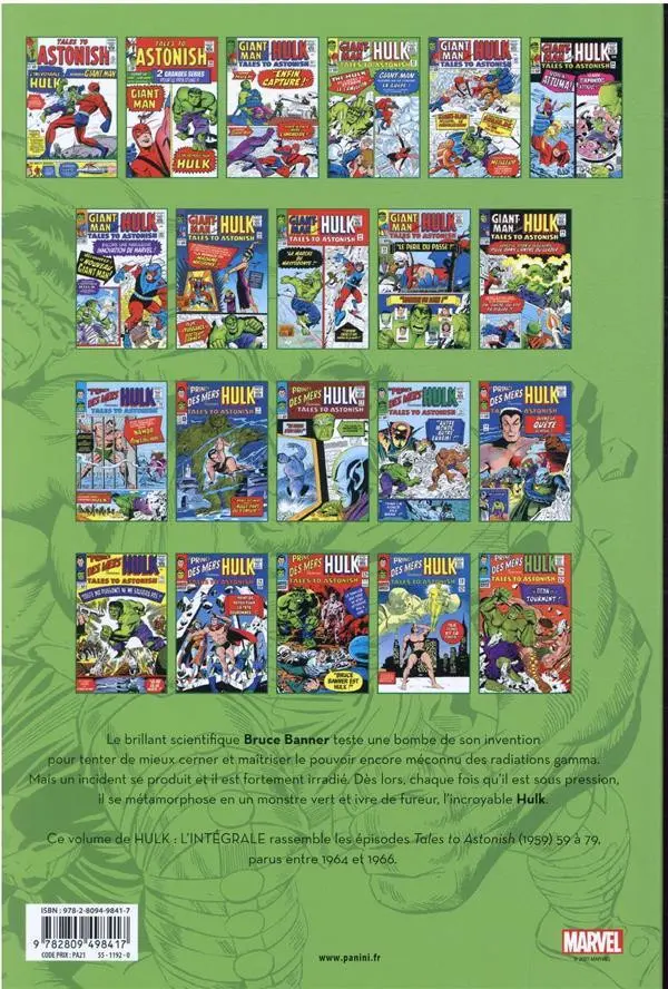 Verso de l'album Hulk - L'Intégrale Volume 11 1964-1966