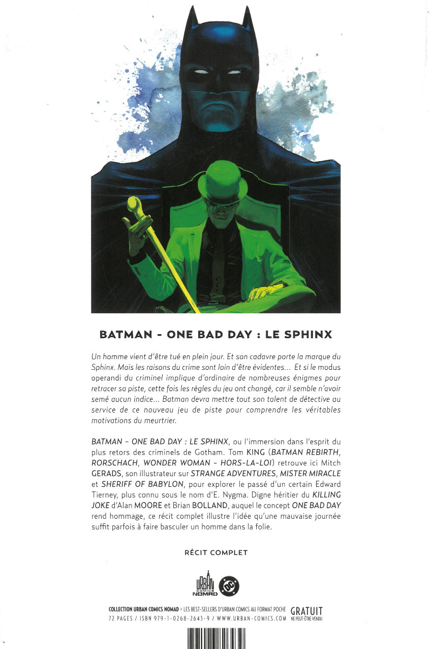 Verso de l'album Batman - One bad day 1 Le Sphinx