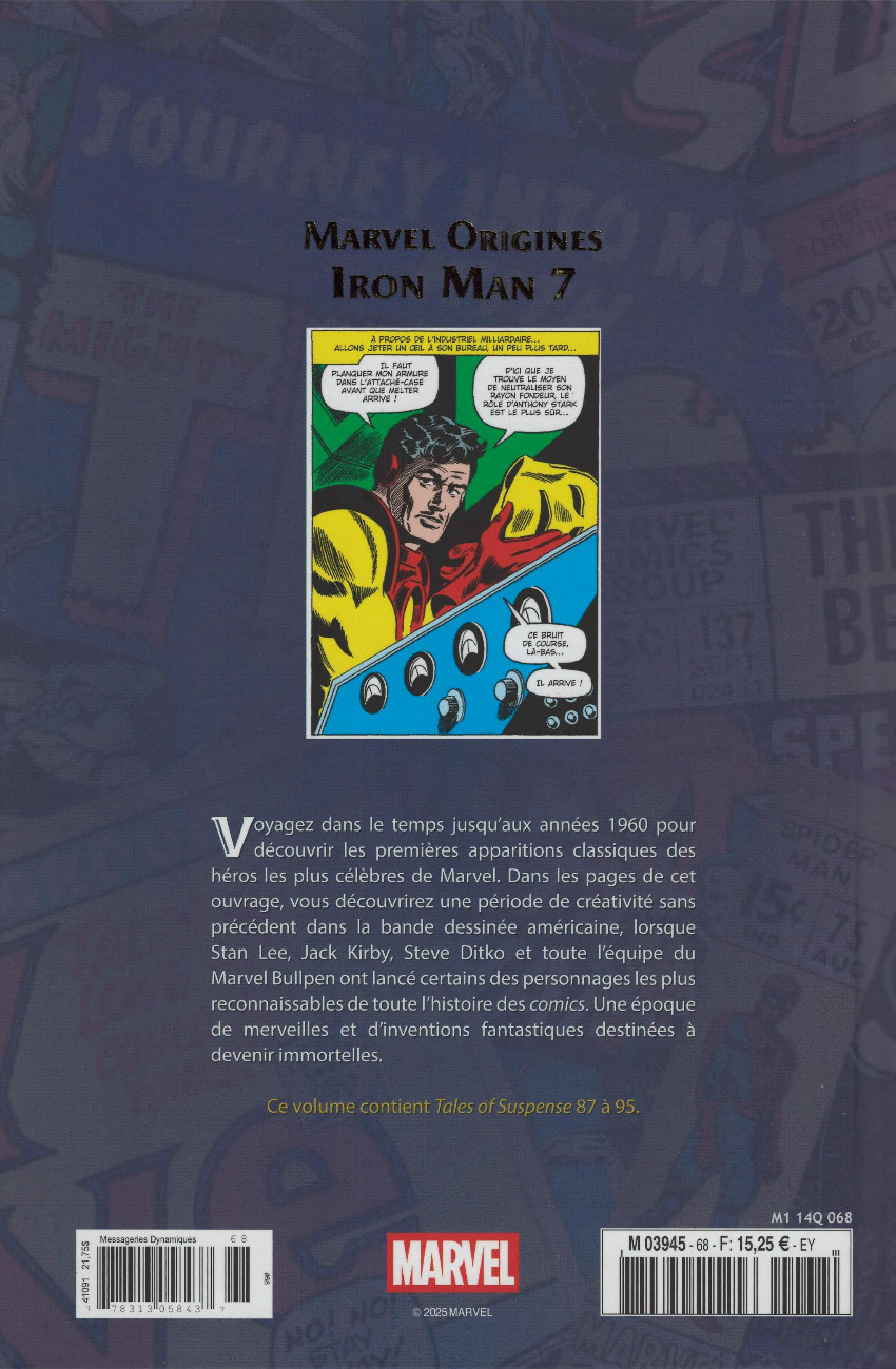 Verso de l'album Marvel Origines N° 68 Iron Man 7 (1967)