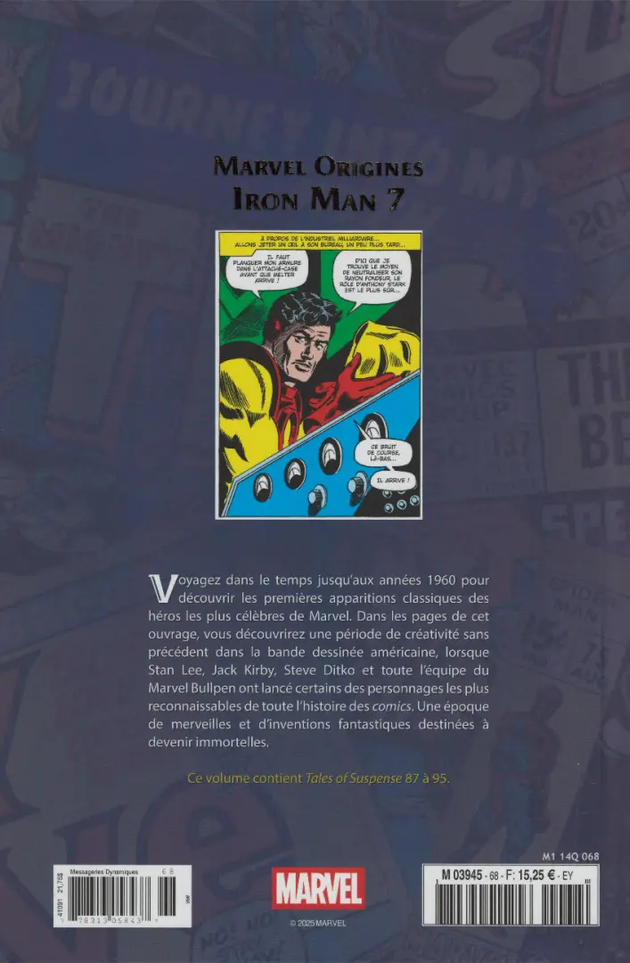 Verso de l'album Marvel Origines N° 68 Iron Man 7 (1967)