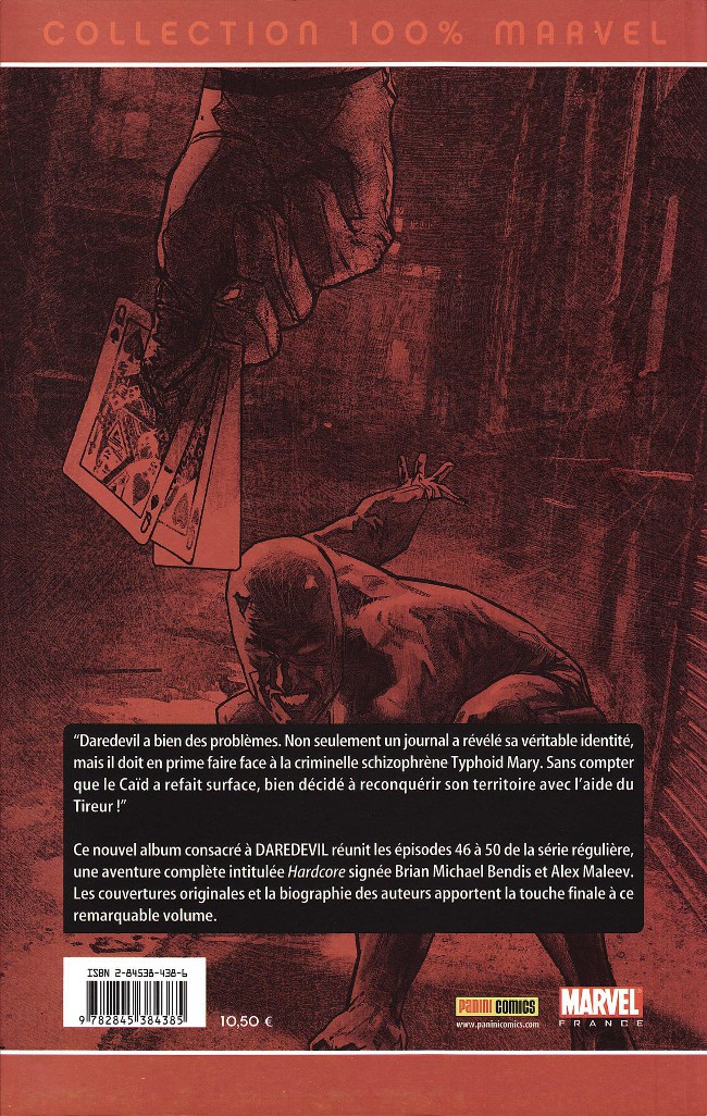 Verso de l'album Daredevil Tome 8 Hardcore