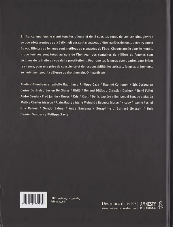 Verso de l'album En chemin elle rencontre... Tome 1 Les artistes se mobilisent contre la violence faite aux femmes
