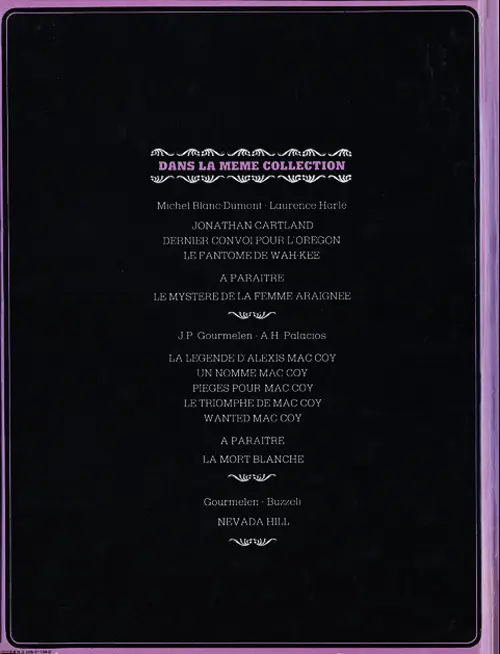 Verso de l'album Jonathan Cartland Tome 3 Le fantôme de Wah-Kee