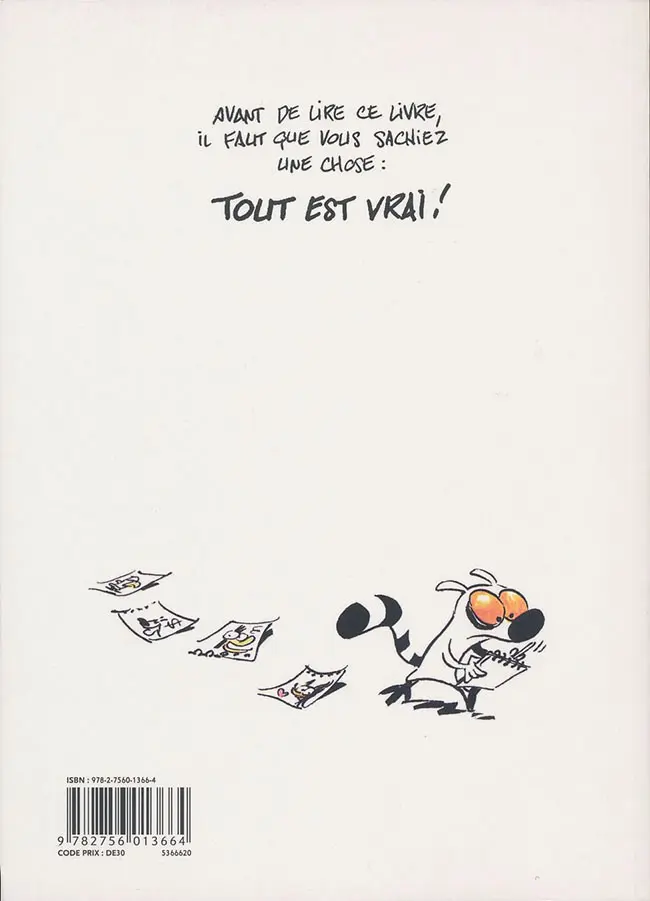 Verso de l'album Journal intime d'un lémurien