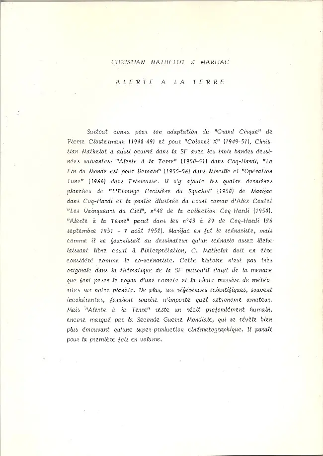 Verso de l'album Alerte à la Terre