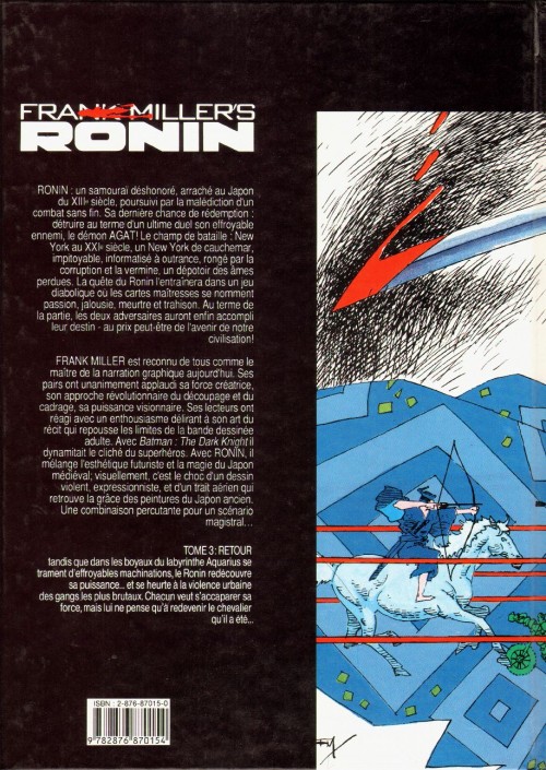 Verso de l'album Ronin Tome 3 Retour