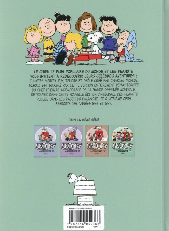 Verso de l'album Snoopy et le Petit Monde des Peanuts Tome 4