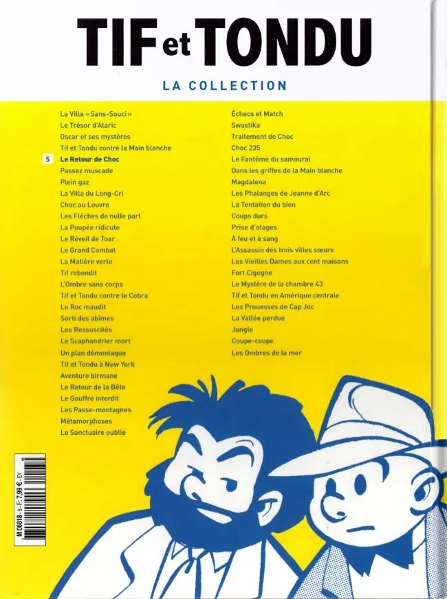 Verso de l'album Tif et Tondu La collection Tome 5 Le Retour de Choc