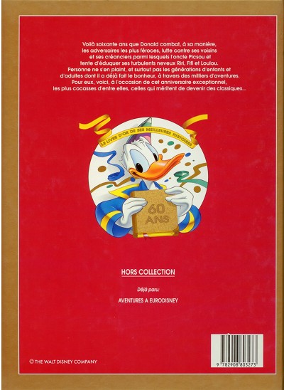 Verso de l'album Walt Disney Bon anniversaire Donald - Le Livre d'or de ses meilleures histoires