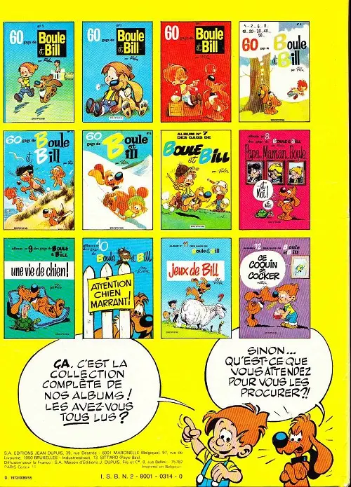 Verso de l'album Boule & Bill Tome 9 Une vie de chien !