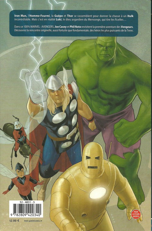 Verso de l'album Avengers Les origines