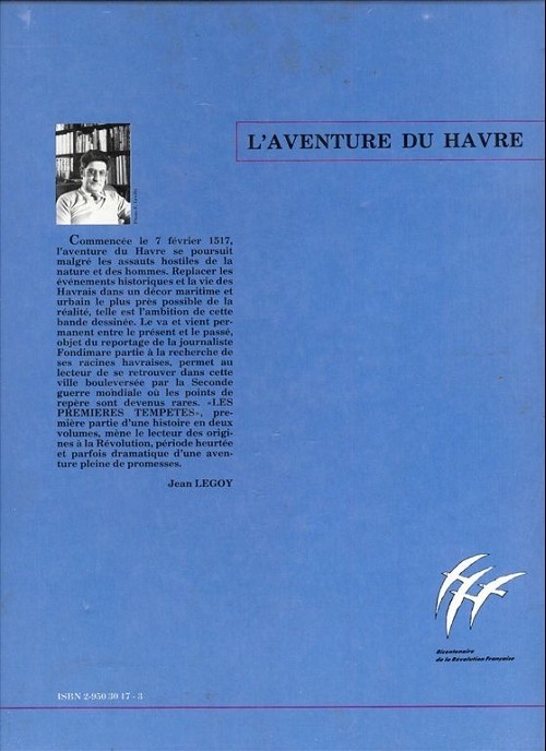 Verso de l'album L'Aventure du Havre Les Premières Tempêtes (1517-1789)