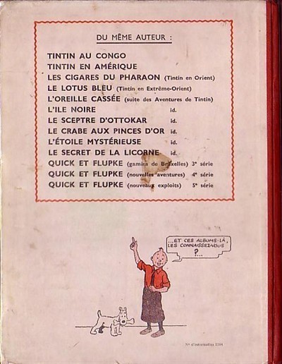 Verso de l'album Tintin Tome 9 Le crabe aux pinces d'or