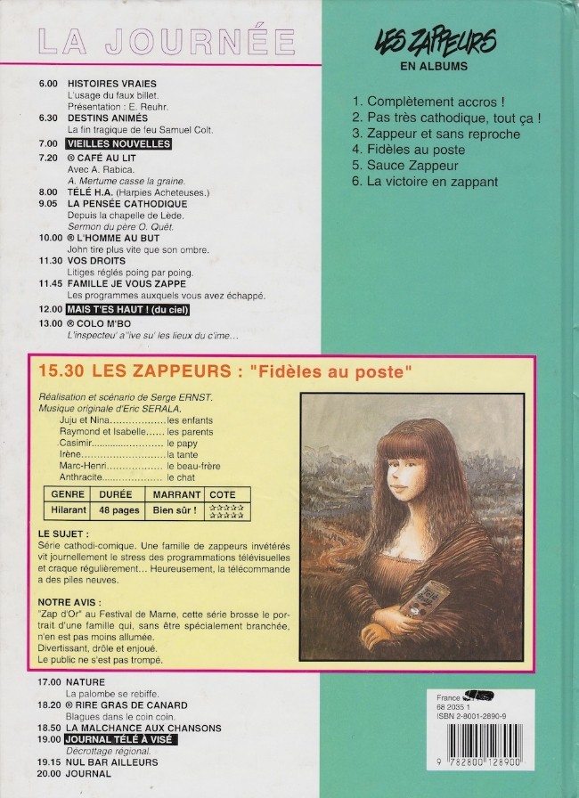 Verso de l'album Les Zappeurs Tome 4 Fidèles au poste