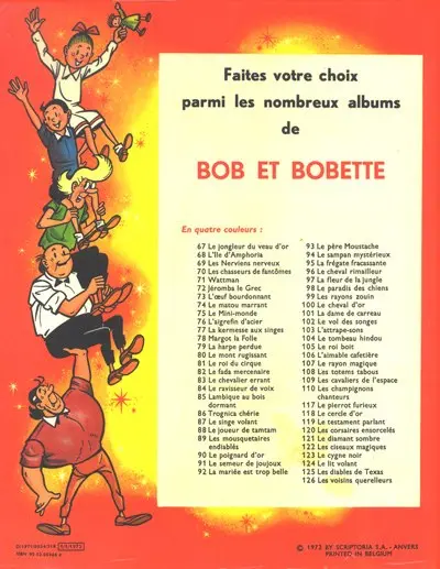 Verso de l'album Bob et Bobette Tome 112 Les masques blancs