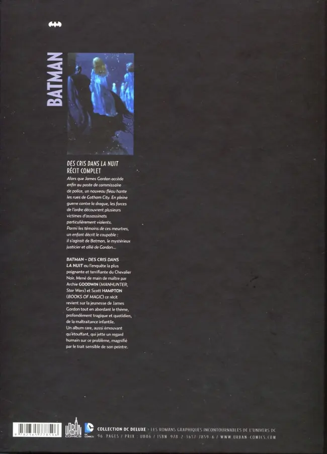Verso de l'album Batman : Des cris dans la nuit