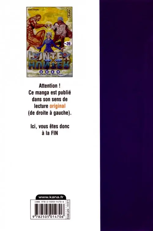 Verso de l'album Hunter X Hunter N° 28