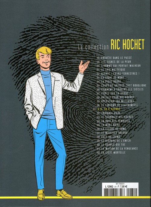 Verso de l'album Ric Hochet La collection Tome 31 K.O. en 9 rounds