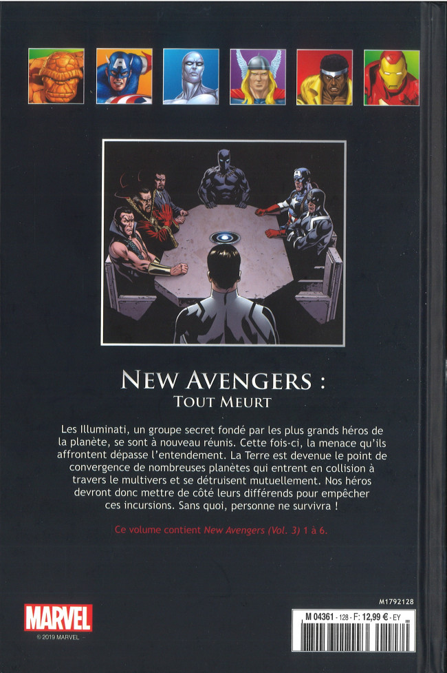 Verso de l'album Marvel Comics - La collection de référence Tome 128 New Avengers - Tout Meurt