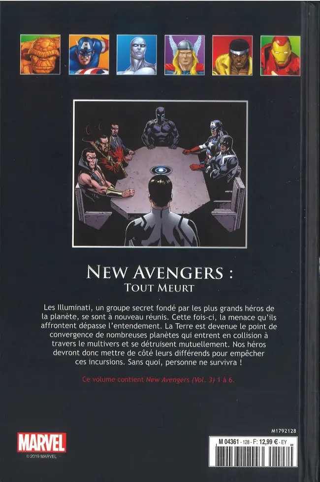 Verso de l'album Marvel Comics - La collection de référence Tome 128 New Avengers - Tout Meurt
