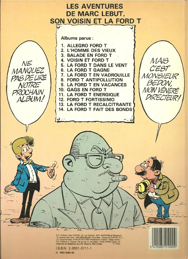 Verso de l'album Marc Lebut et son voisin Tome 14 La Ford T fait des bonds