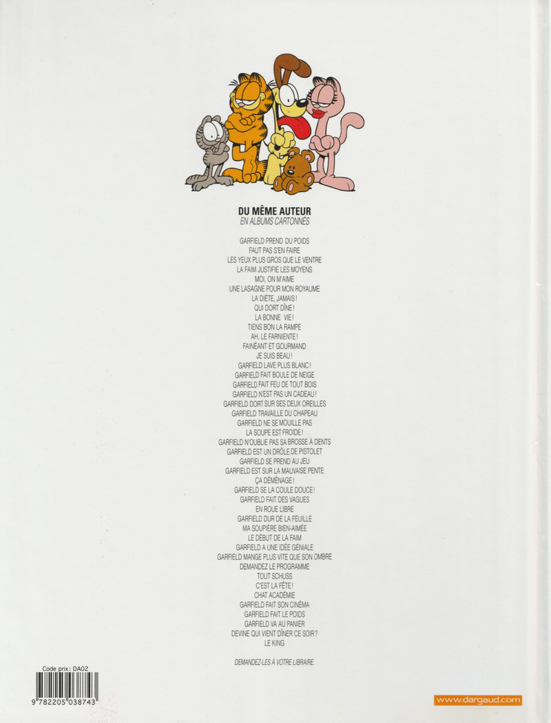 Verso de l'album Garfield Tome 11 Ah, le farniente !