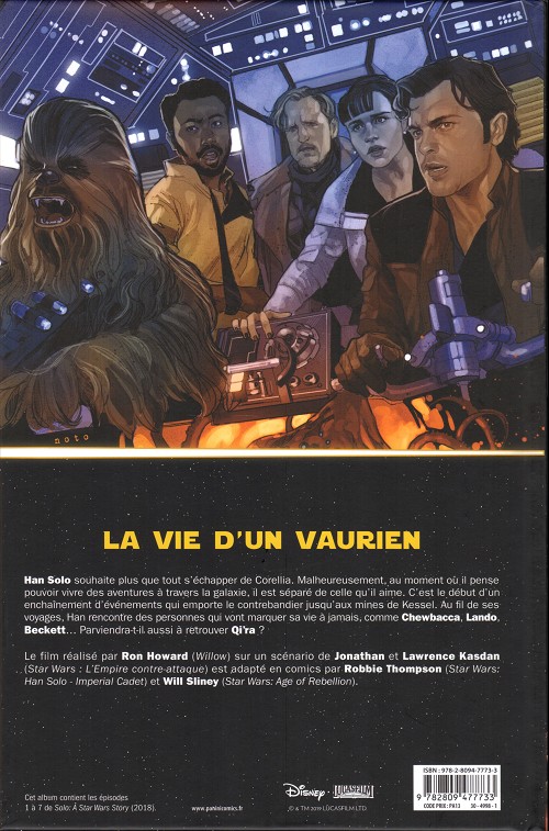 Verso de l'album Star Wars - Solo : A Star Wars story