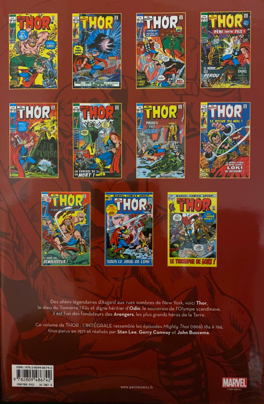 Verso de l'album Thor - L'intégrale Vol. 13 1971