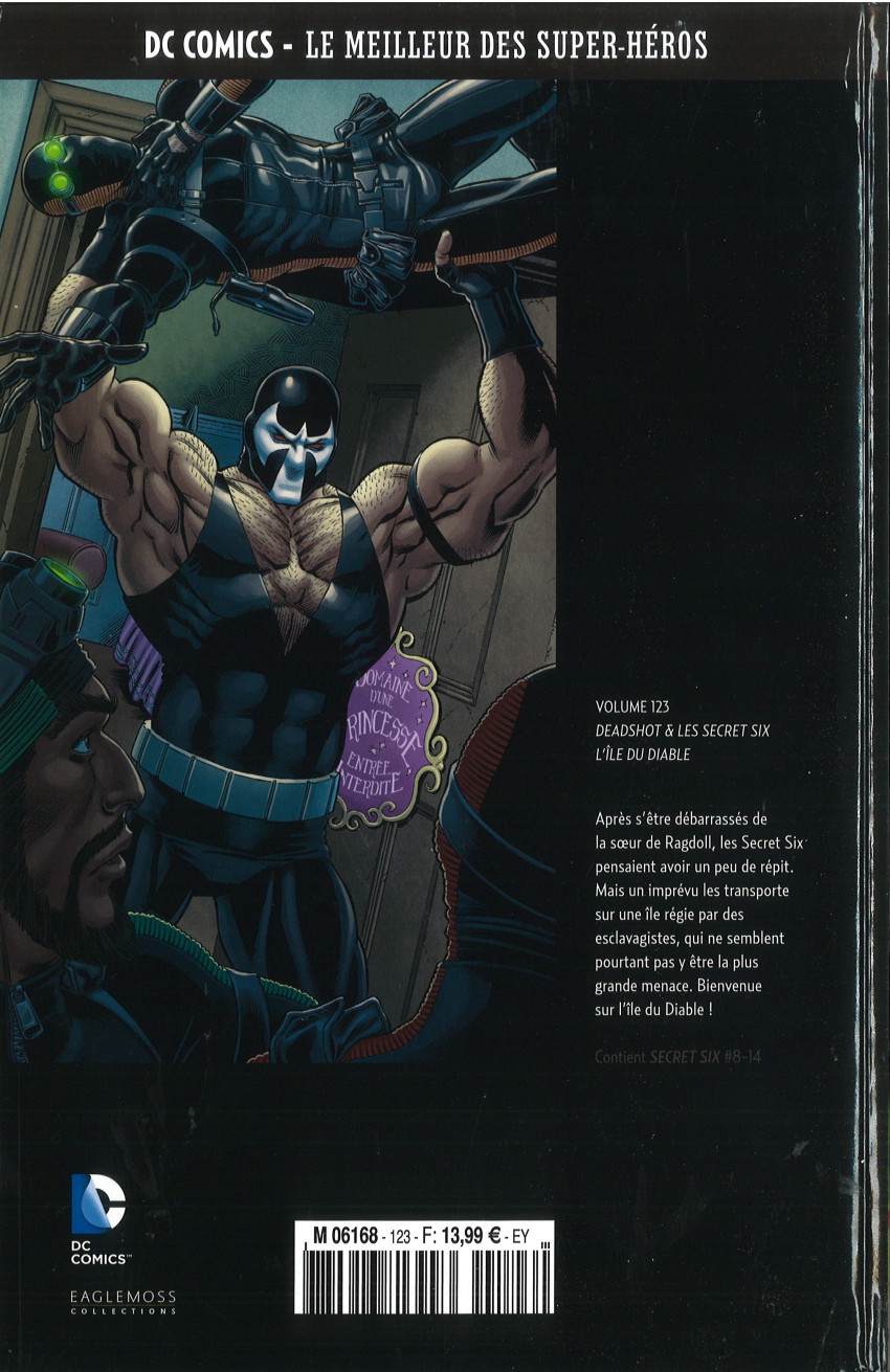 Verso de l'album DC Comics - Le Meilleur des Super-Héros Volume 123 Deadshot & les Secret Six - L'Île du Diable