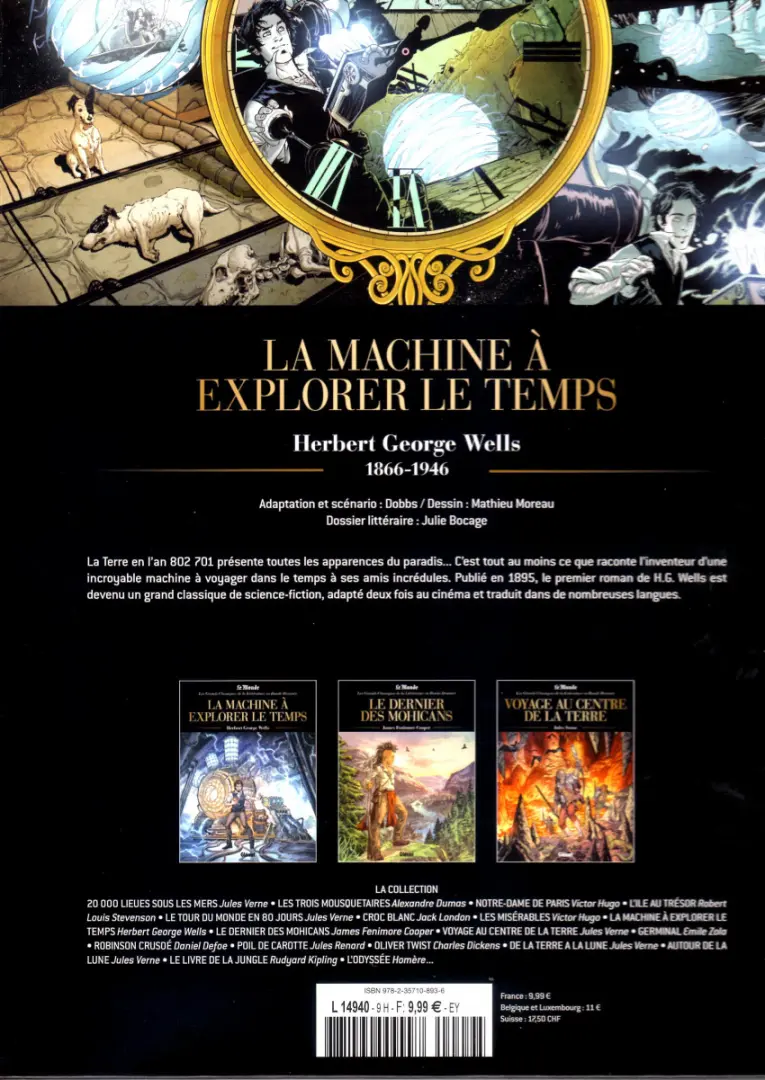 Verso de l'album Les Grands Classiques de la littérature en bande dessinée Tome 43 La Machine à explorer le Temps
