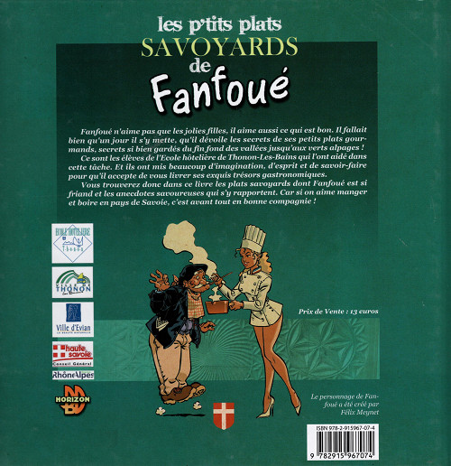 Verso de l'album Les aventures de Fanfoué des Pnottas Les p'tits plats savoyards de Fanfoué