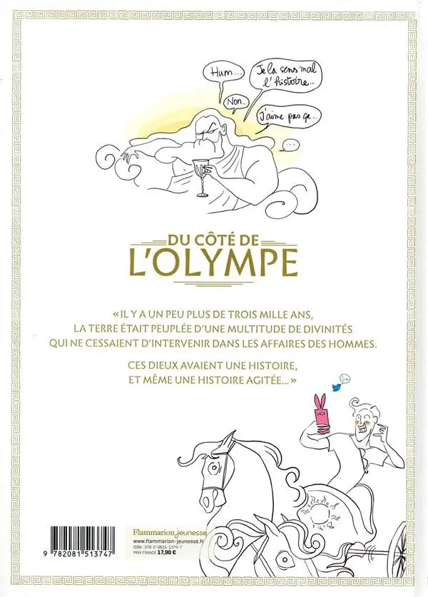 Verso de l'album Du côté de l'Olympe Un précis de mythologie savamment déjanté