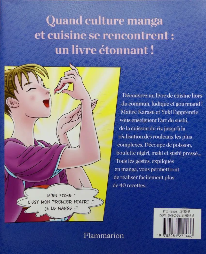 Verso de l'album Sushi Manga Recettes illustrées et expliquées en BD