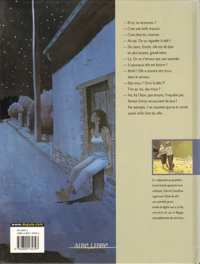 Verso de l'album Chute de vélo