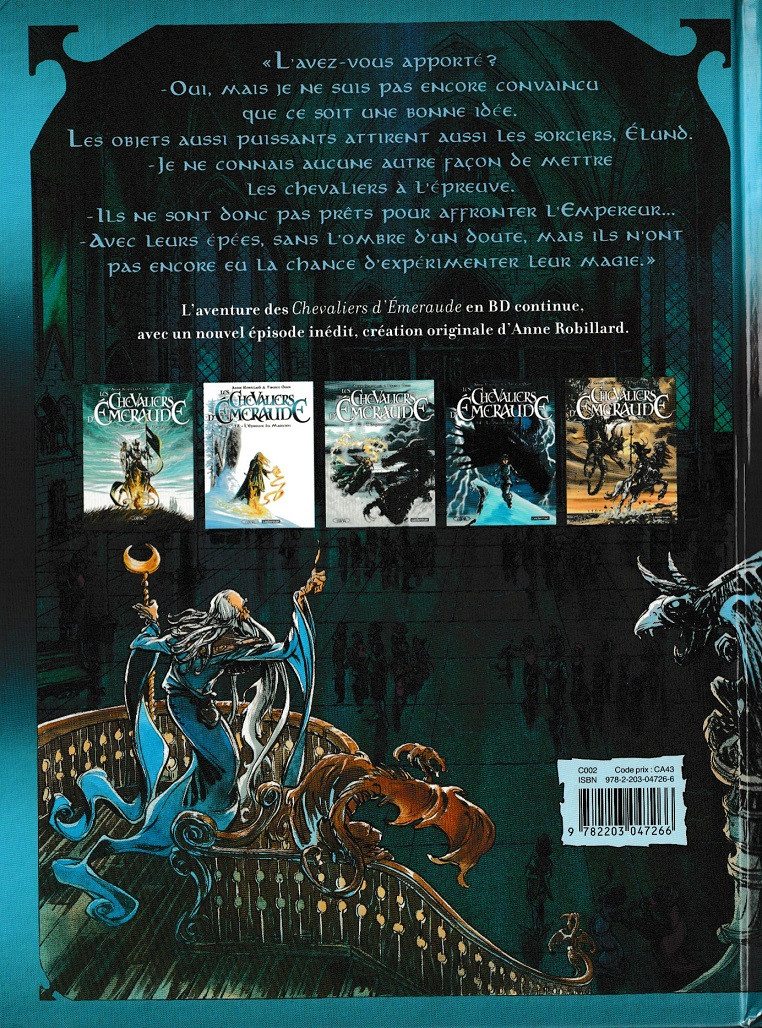 Verso de l'album Les Chevaliers d'Émeraude Casterman - Michel Lafon Tome 2 L'épreuve du Magicien
