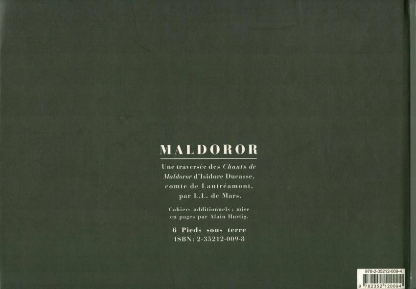 Verso de l'album Maldoror