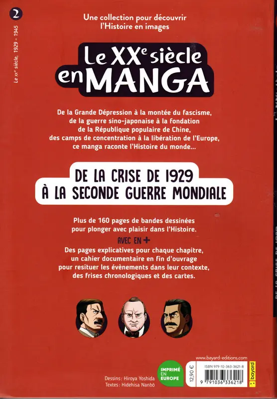 Verso de l'album Le XXe siècle en manga 2 De la crise de 1929 à la seconde guerre mondiale