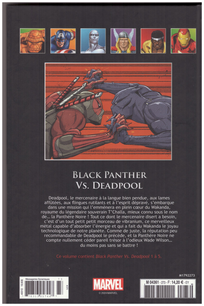 Verso de l'album Marvel Comics - La collection de référence Tome 282 Black Panther Vs. Deadpool