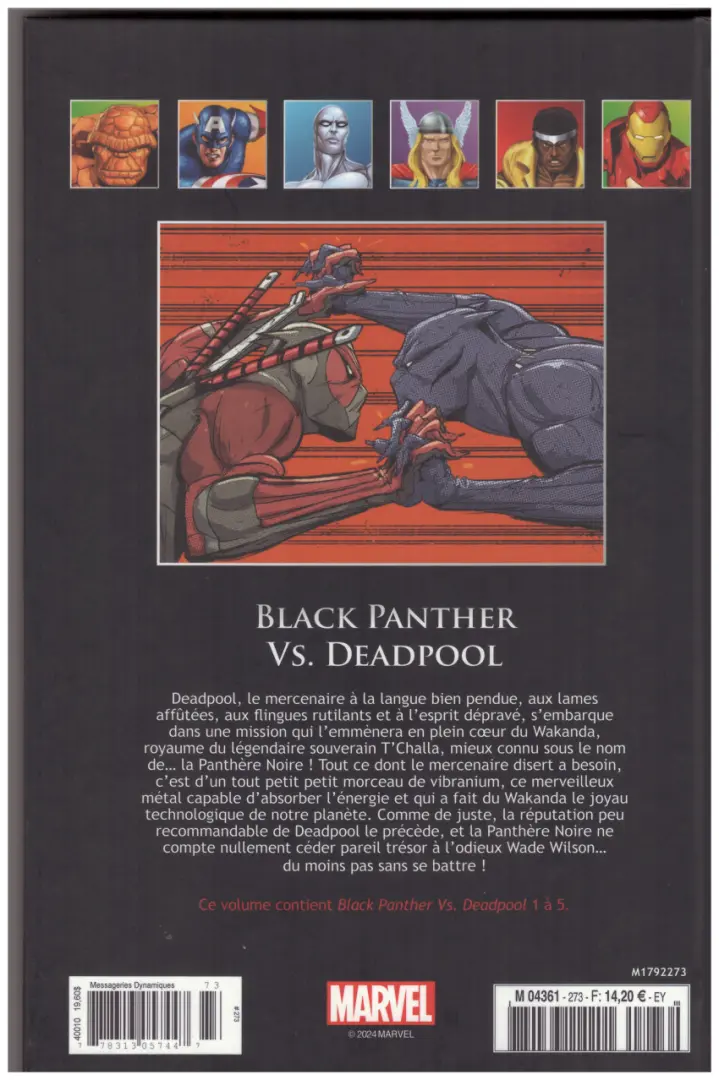 Verso de l'album Marvel Comics - La collection de référence Tome 282 Black Panther Vs. Deadpool