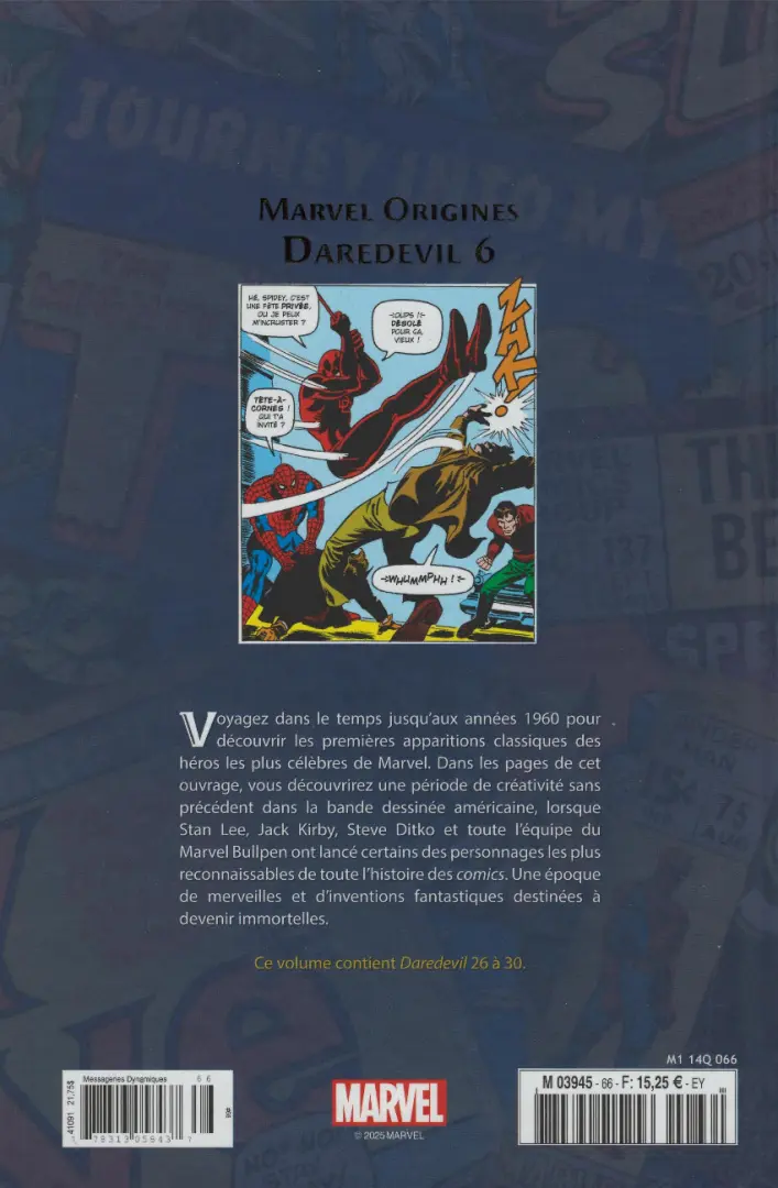 Verso de l'album Marvel Origines N° 66 Daredevil 6 (1967)